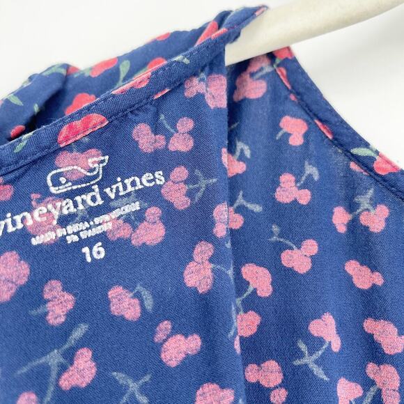 Vineyard Vines Holly Berry Cherry Print Jumpsuit Girls Size 16 Short Sleeve - Picture 8 of 8